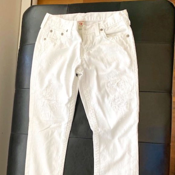 True Religion White Destructed Jeans Size 27 - Picture 1 of 3